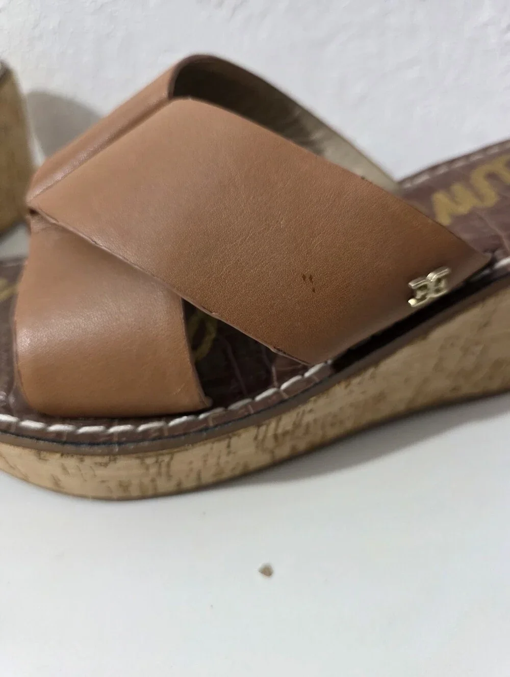Sam Edelman Remini Brown Wedge Platform Leather Strap Sandals Womens Size 8